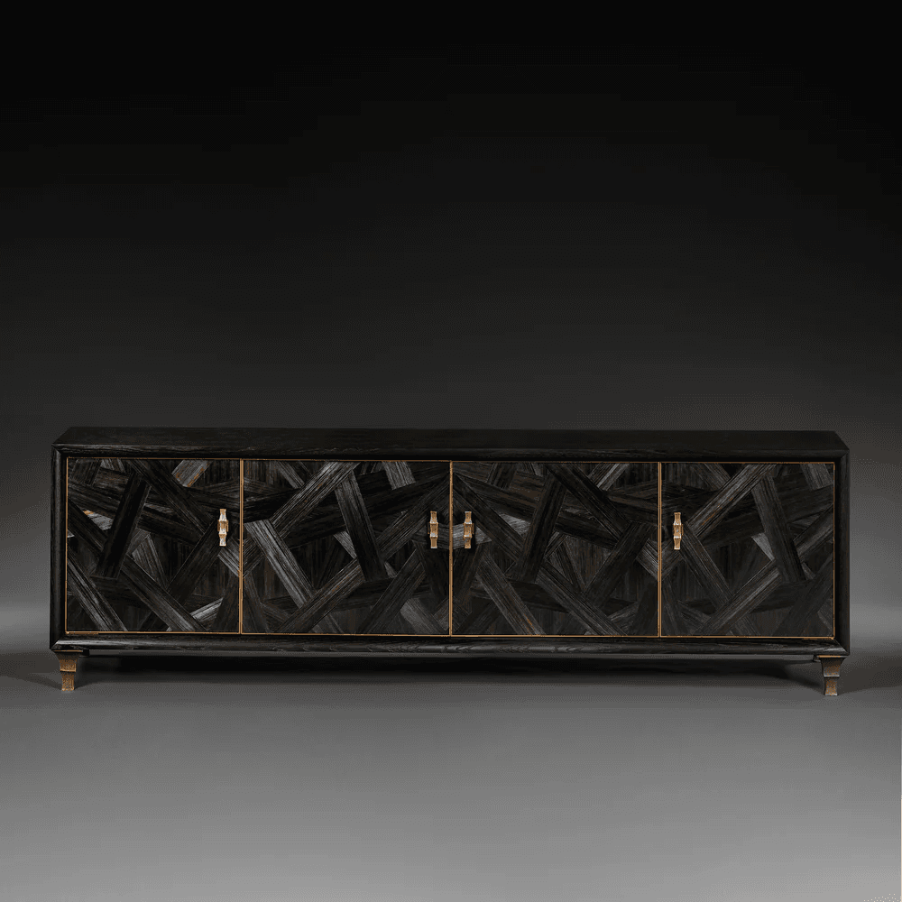 Oblique Marquetry Credenza view 1