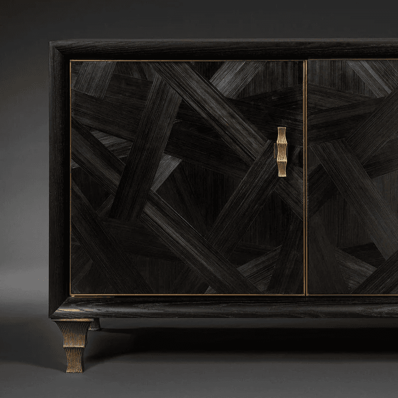 Oblique Marquetry Credenza view 2